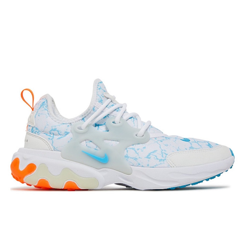 Nike Athletic Shoes White and Blue with Orange Accents